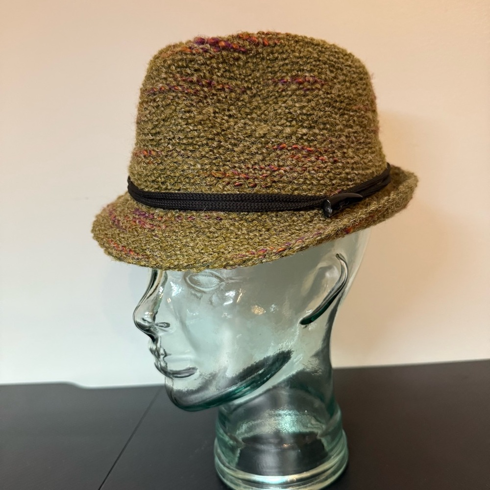 Y2K Mudd Green Boucle Fedora Women's